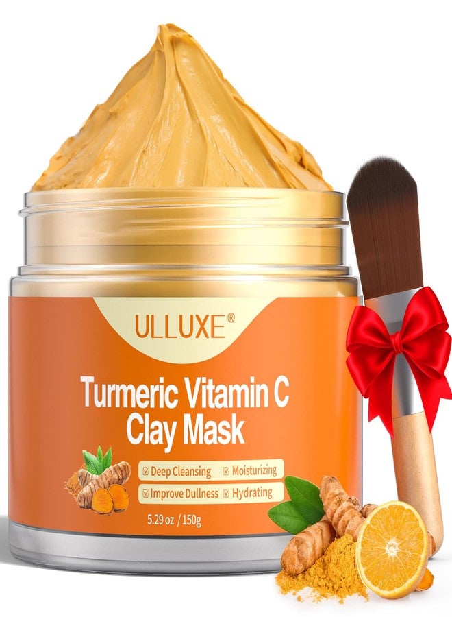 ulluxe Turmeric Vitamin C Clay Mask for Dark Spots, Dull Skin, Moisturizing, Skincare Facial Mask for Blackheads and Pores Cleansing, Improve Uneven Skin Tone, Face Skincare Gift, 5.29 oz - Image 1